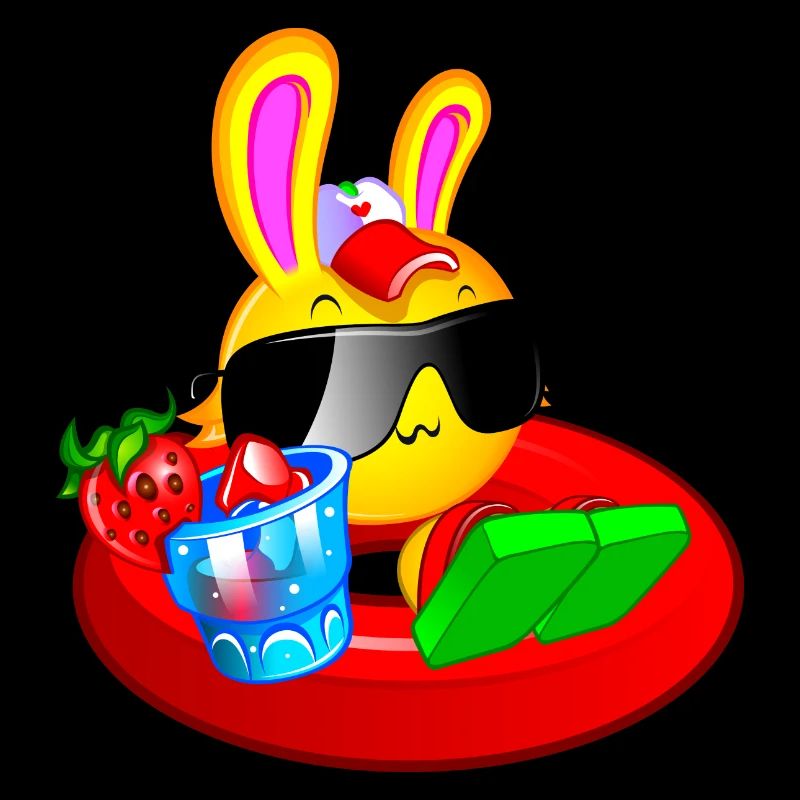 lapin plage kawaii bouée