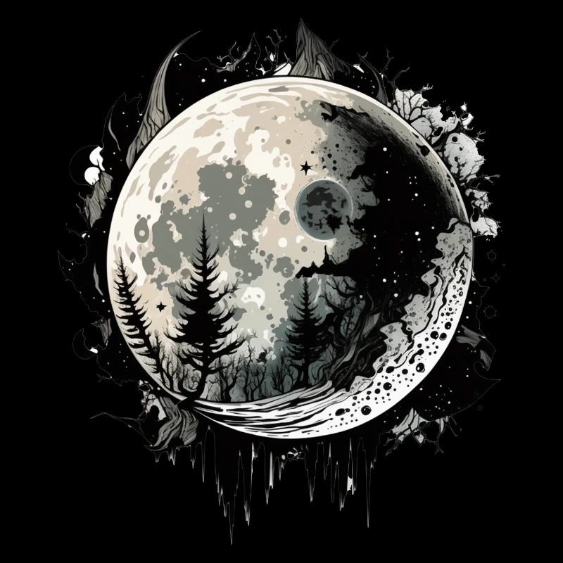 Moon Color Drop Black White