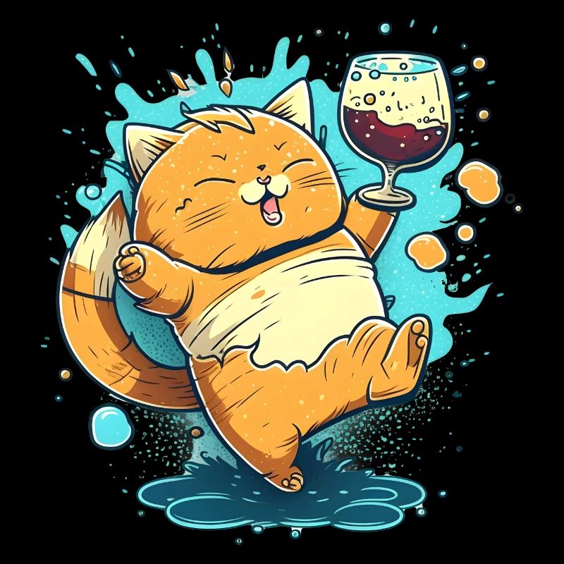 Cute drunk cartoon Cat