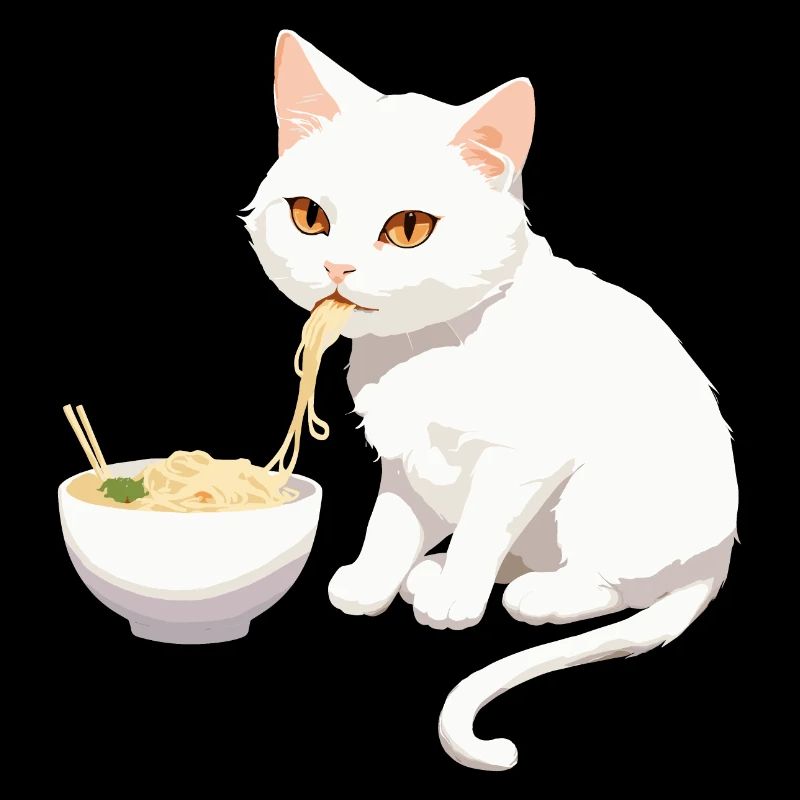 Chat qui mange des ramens #1