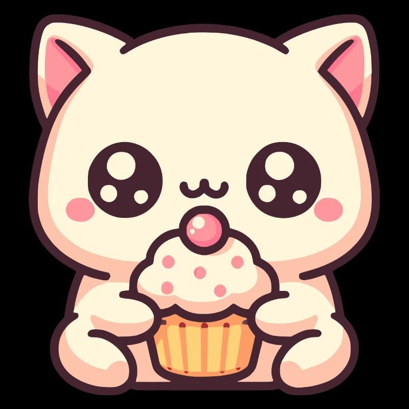 Cute cat with cupcake