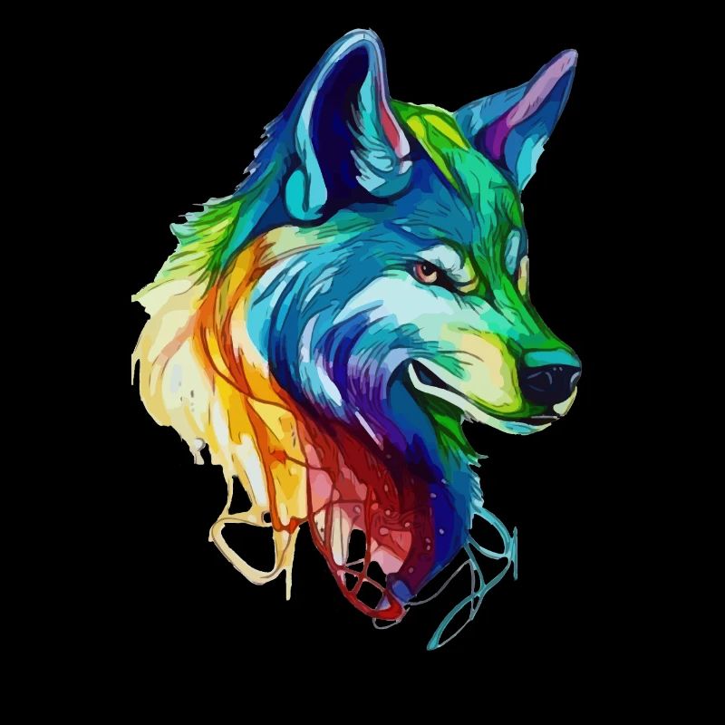 Majestic Rainbow Wolf