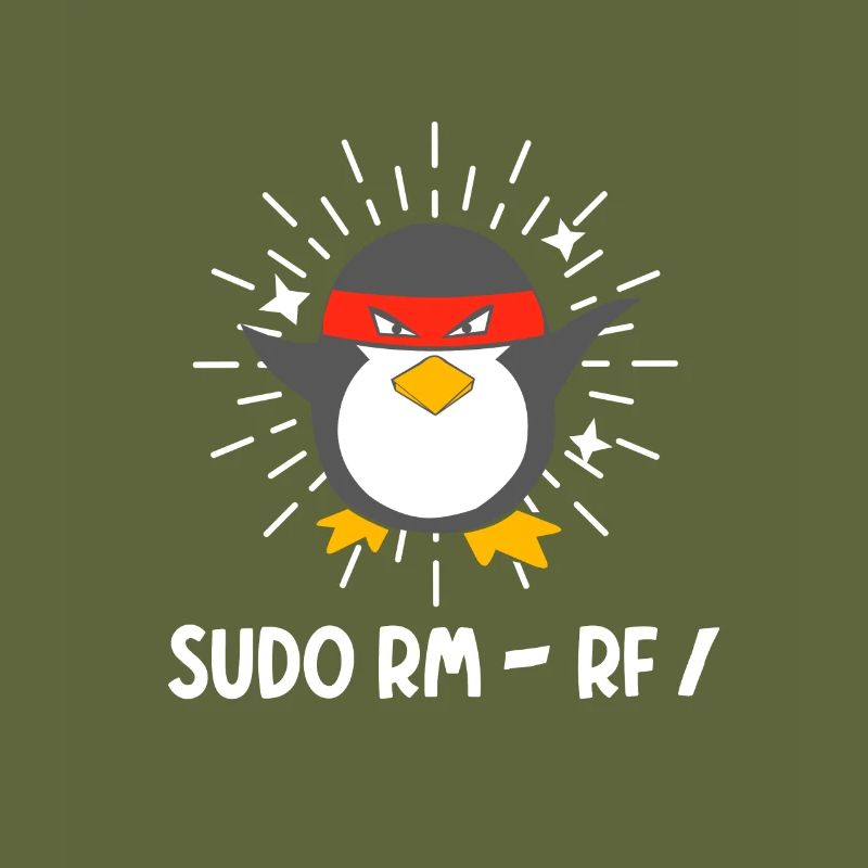 Tux Linux Penguin Sudo Rm Rf Geek Hacker