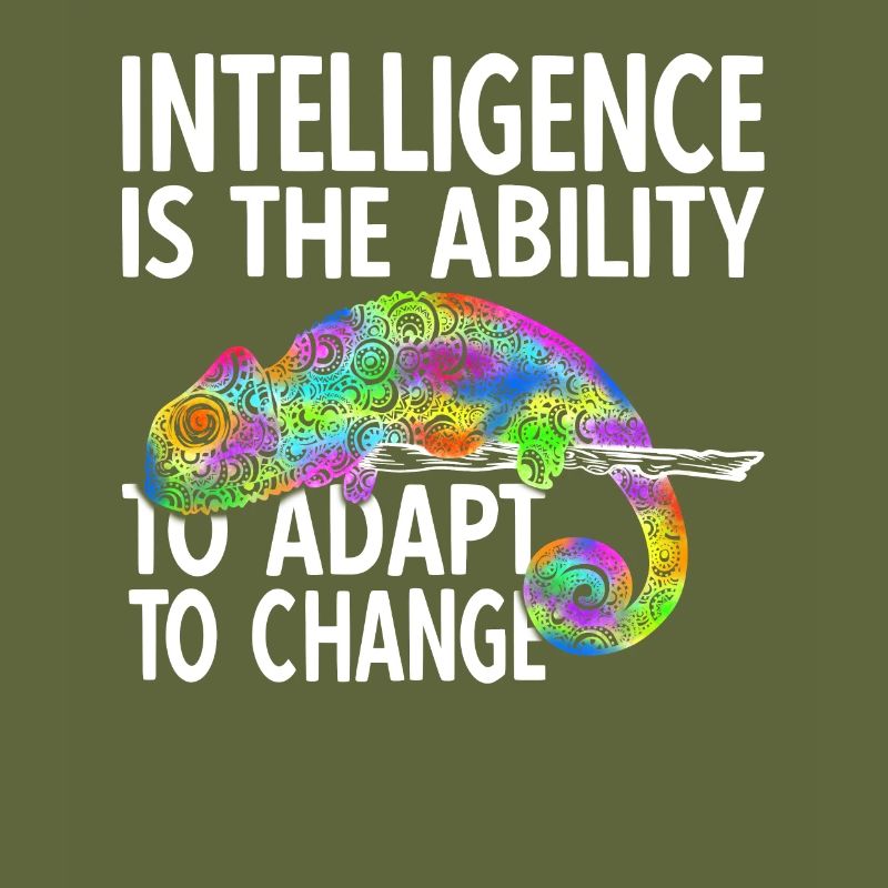 Funny Colorful Chameleon with Intelligence Saying