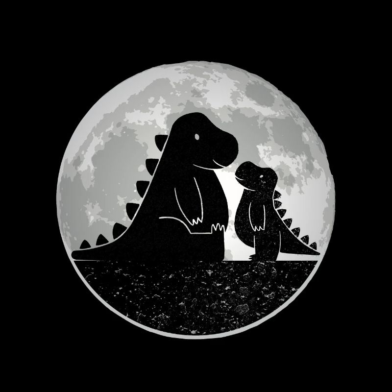Papa et bébé T-Rex sur la Lune