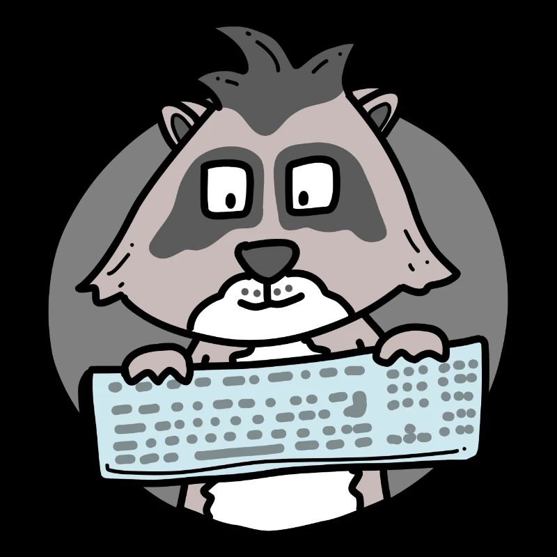 Raton laveur avec clavier / bureau / ordinateur nerd