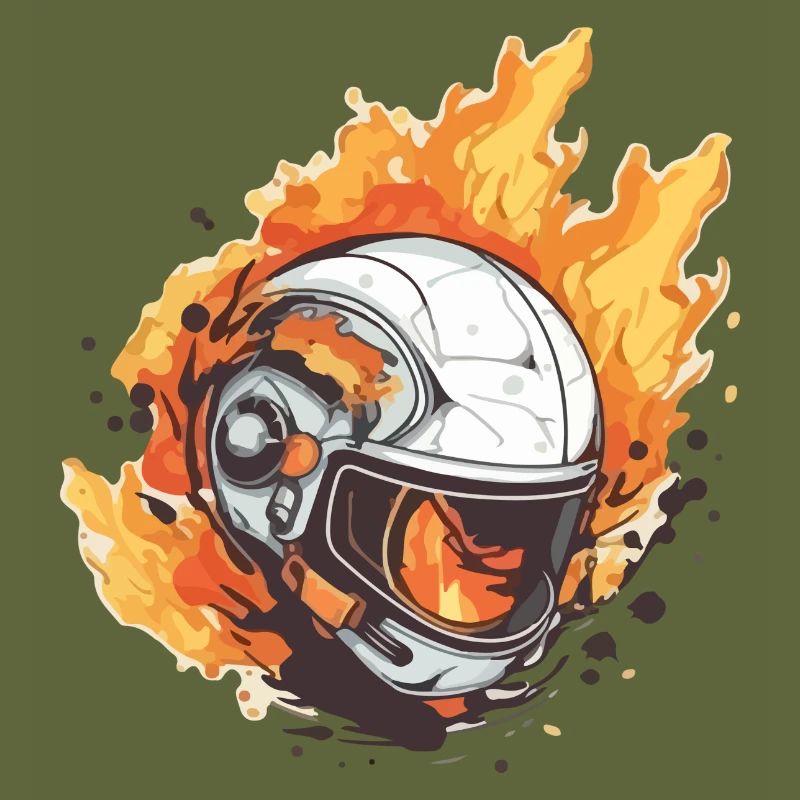Helmet on fire