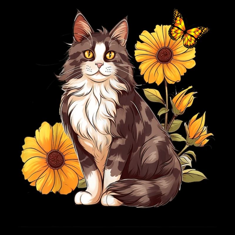 Cats and Sunflowers Butterfly