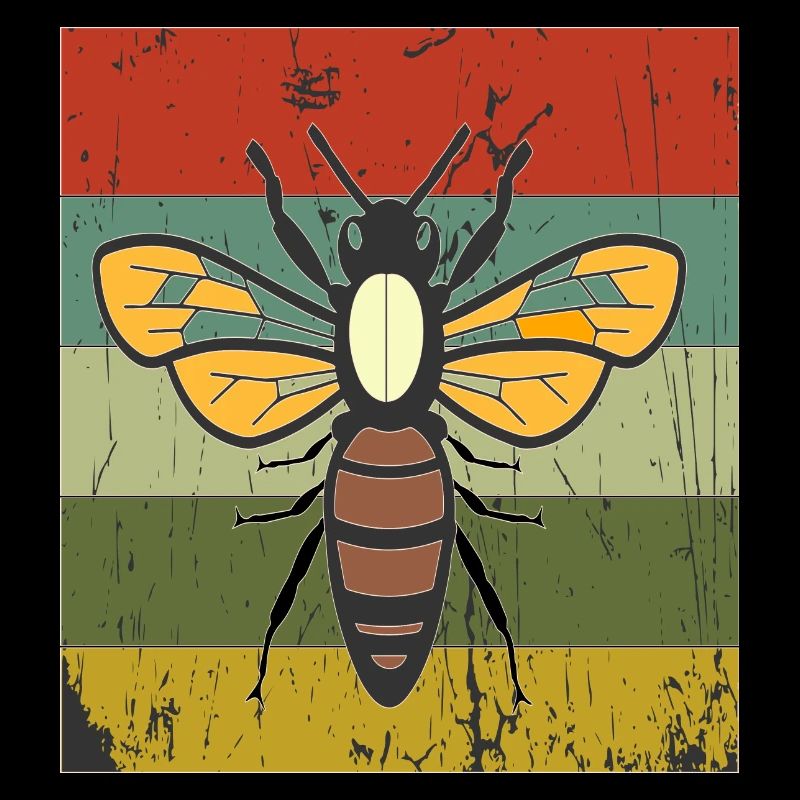 Vintage bee retro sunset