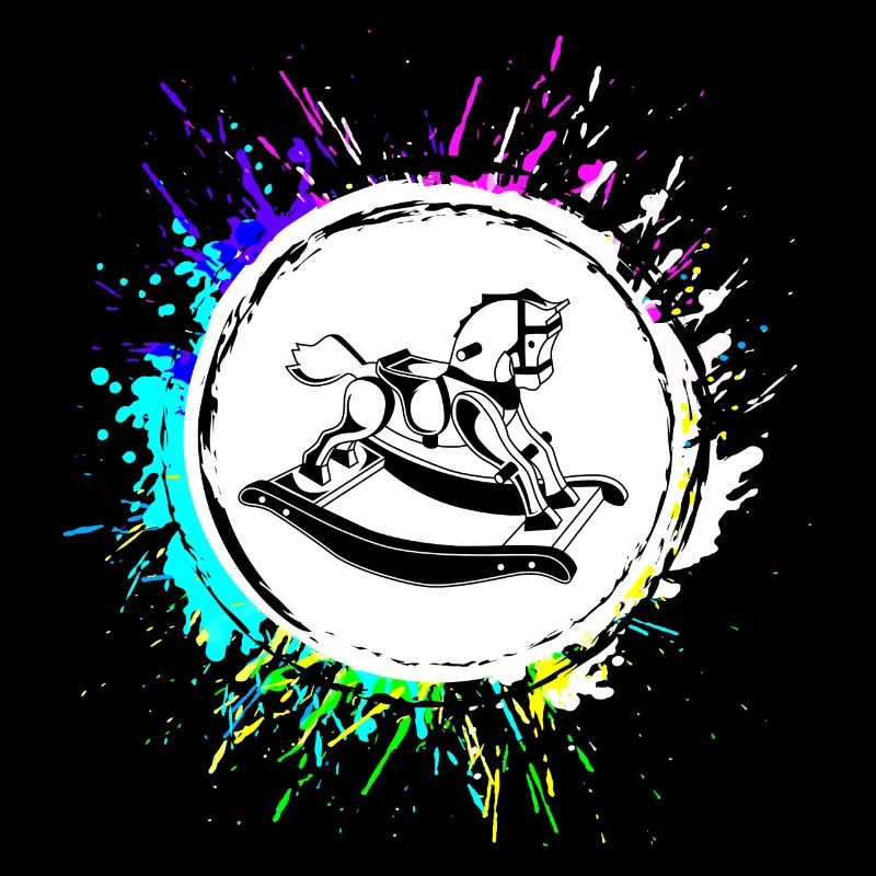 Schauckelpferd Icon Symbol Bunt