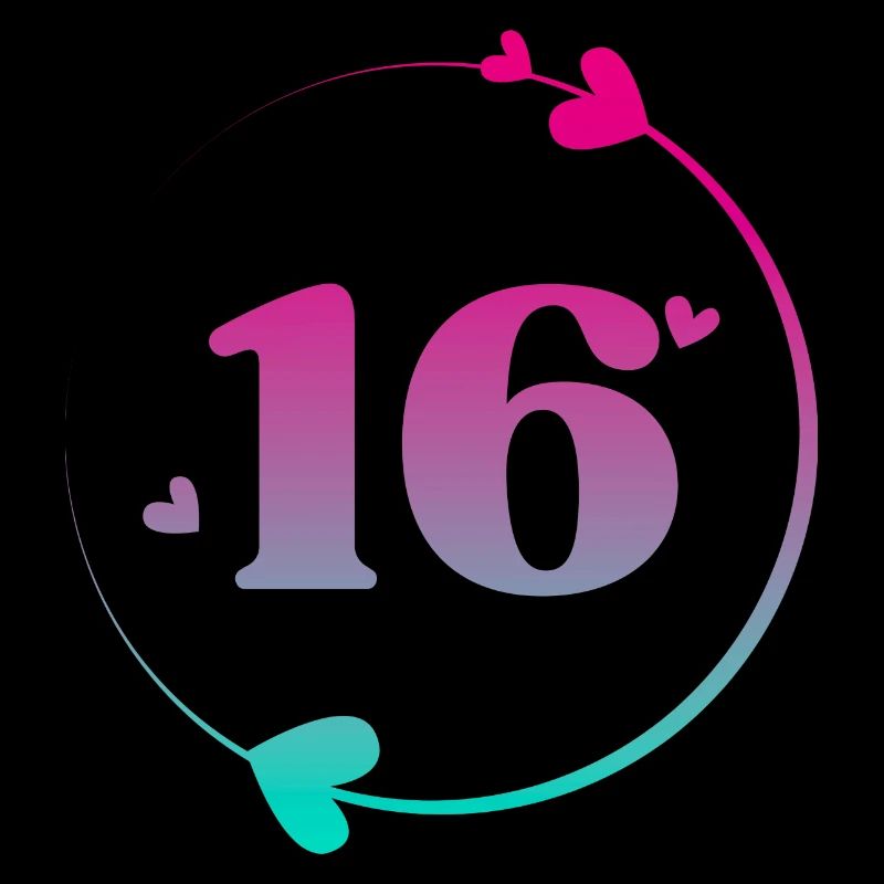 16th Birthday Colorful Heart Circle