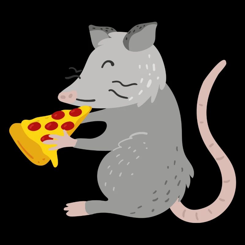 Opossum mangeant de la pizza, restauration rapide,