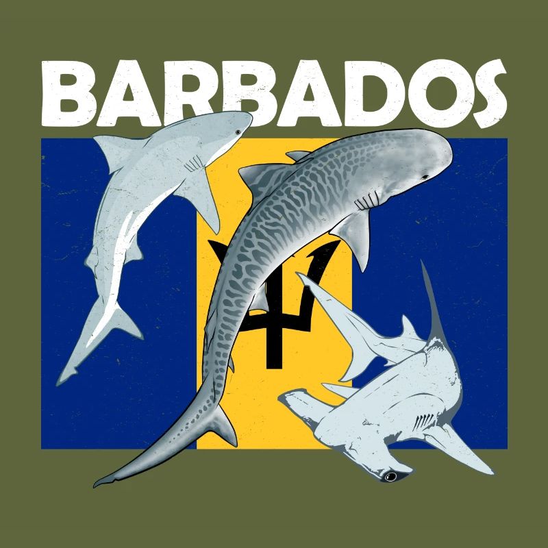 Drapeau de la Barbade Requin tigre Requin marteau