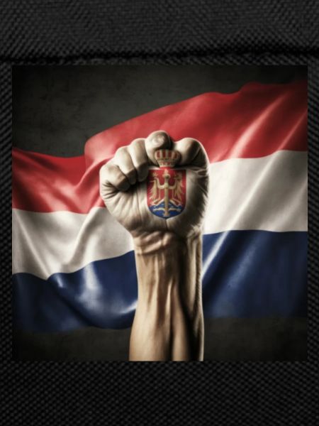 Serbian flag with strong hand