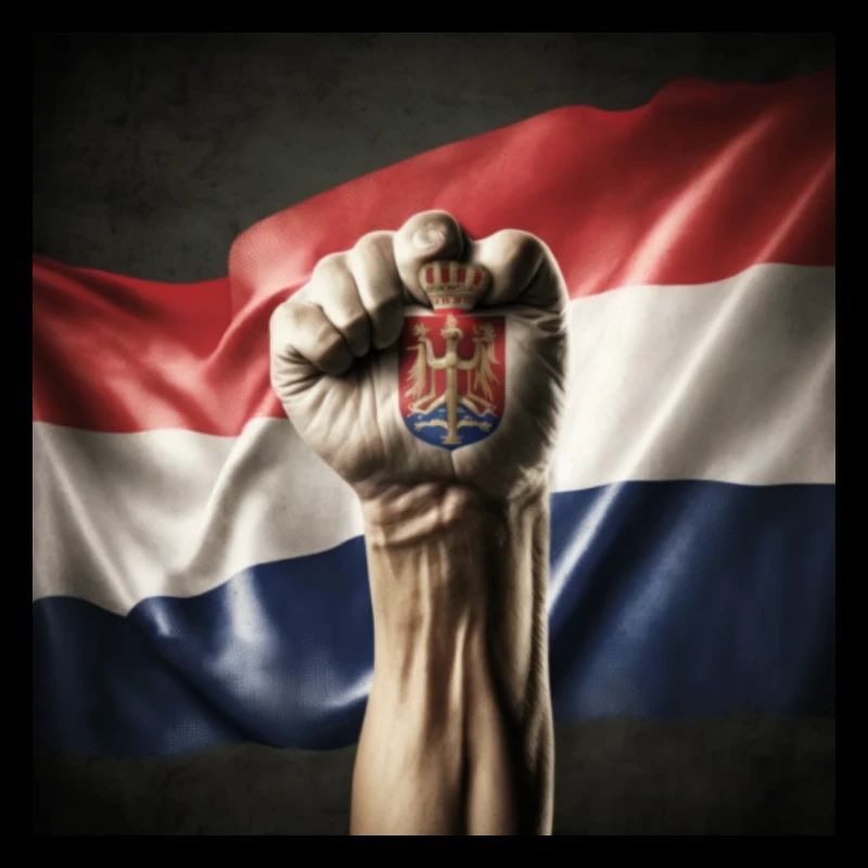 Serbisch Flagge mit starker Hand