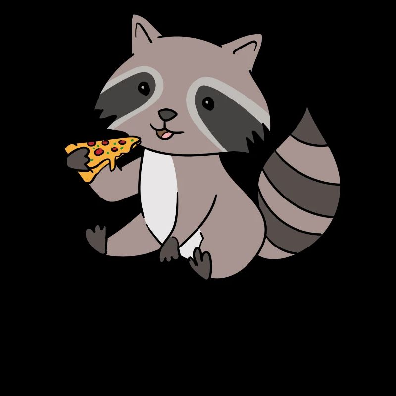 Waschbär isst Pizza, süßes Nagetier