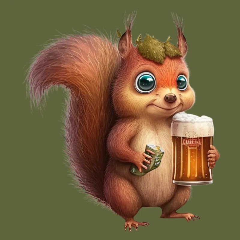 Süßes Eichhörnchen mit Bier