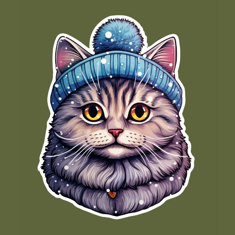 Katze mit Bommelmütze