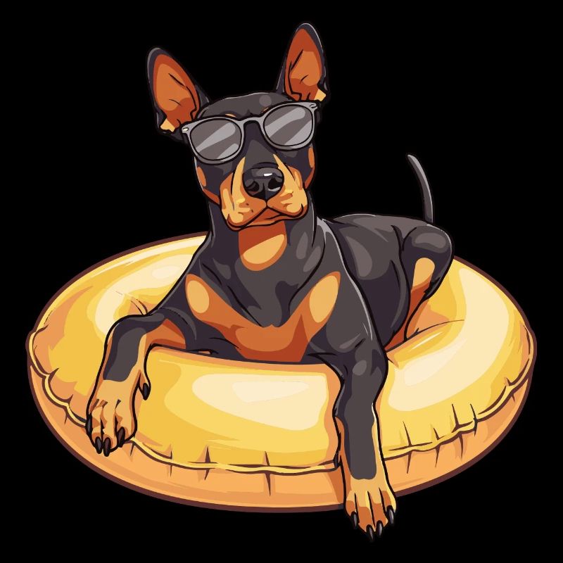Dobermann Hund Sommer Comic