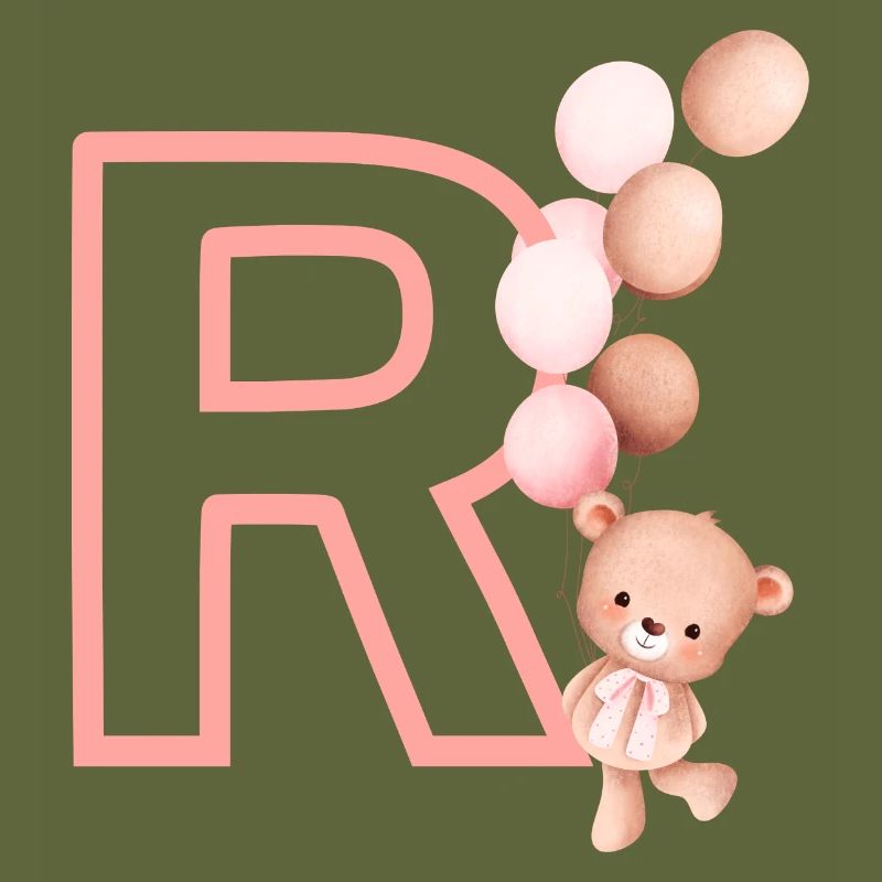 Buchstabe r rosa Bär