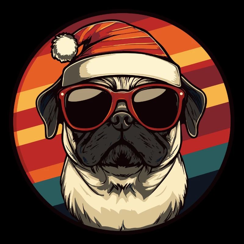 Pug Dog Christmas Cool