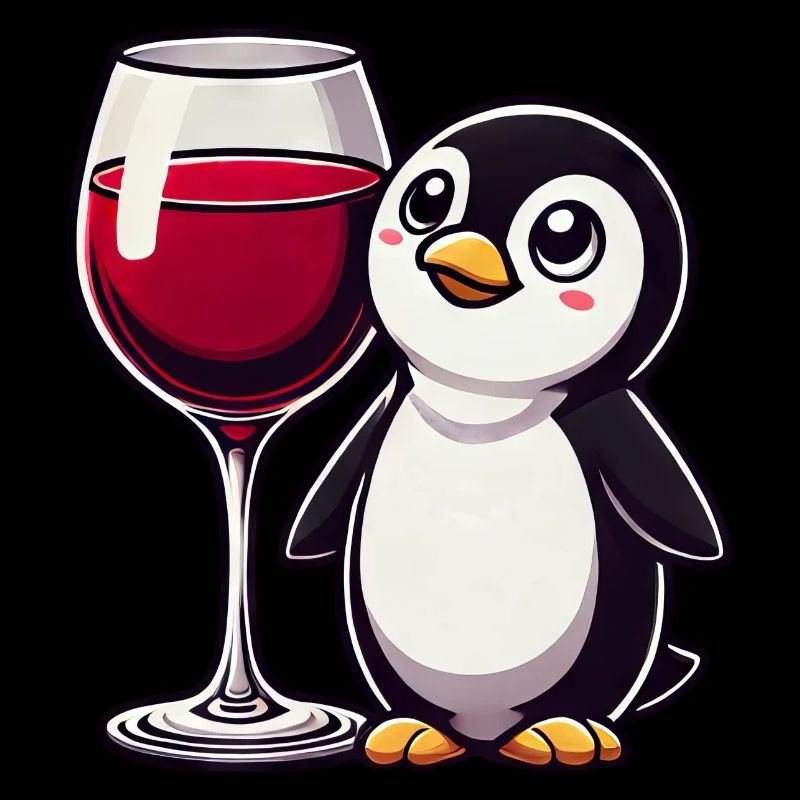 mignon pingouin vin rouge dessin animé