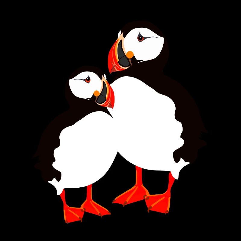 two puffins