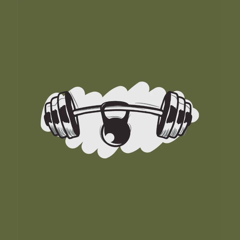 Barbell and kettlebell