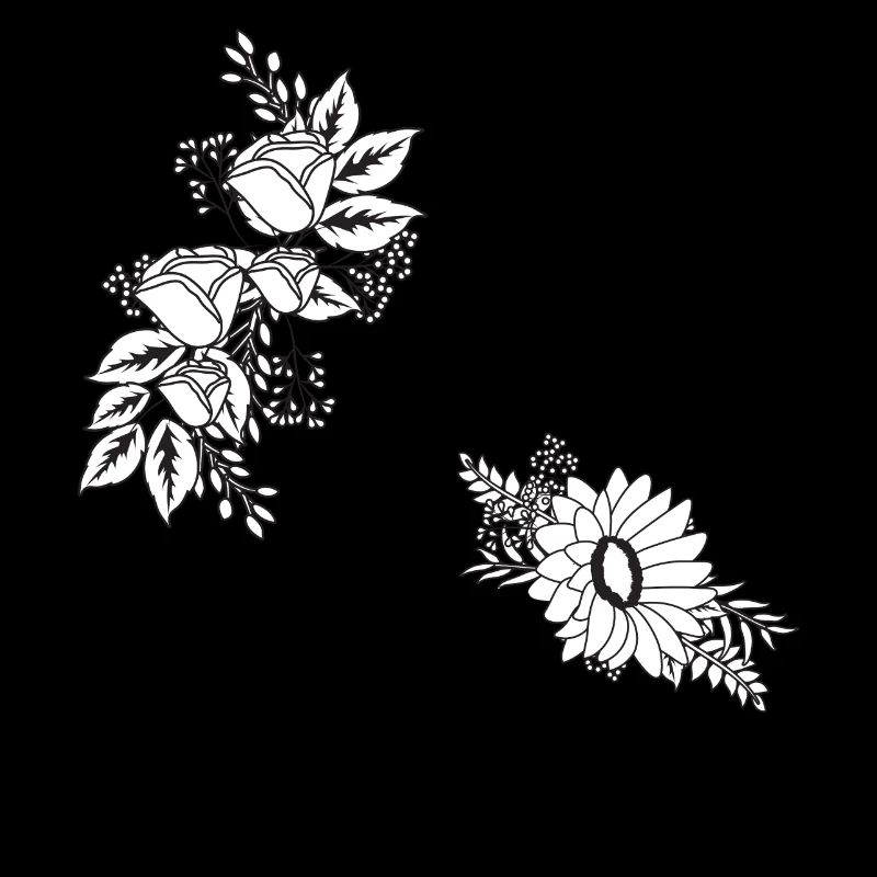 Blumenbuchstabe q schwarz-weiß