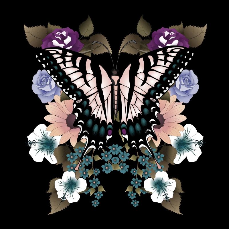 Schmetterling Schwalbenschwanz mit Blumen
