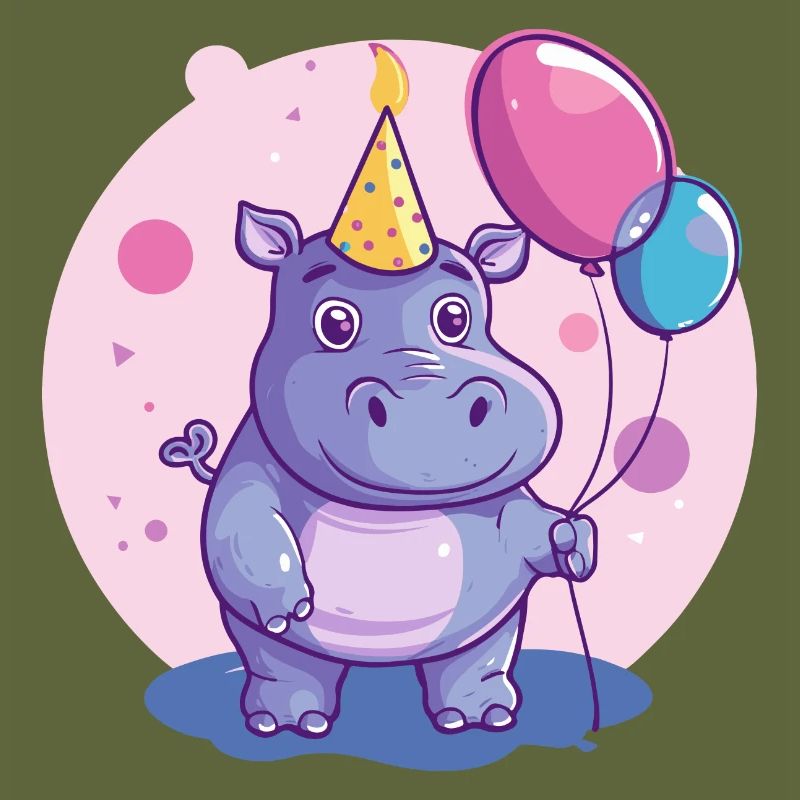 Nilpferd Geburtstag Comic