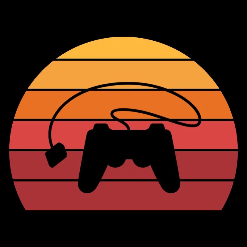Gamer Controller Sunset Retro Vintage