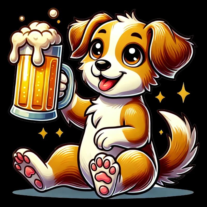 Cute Dog Drinking Beer