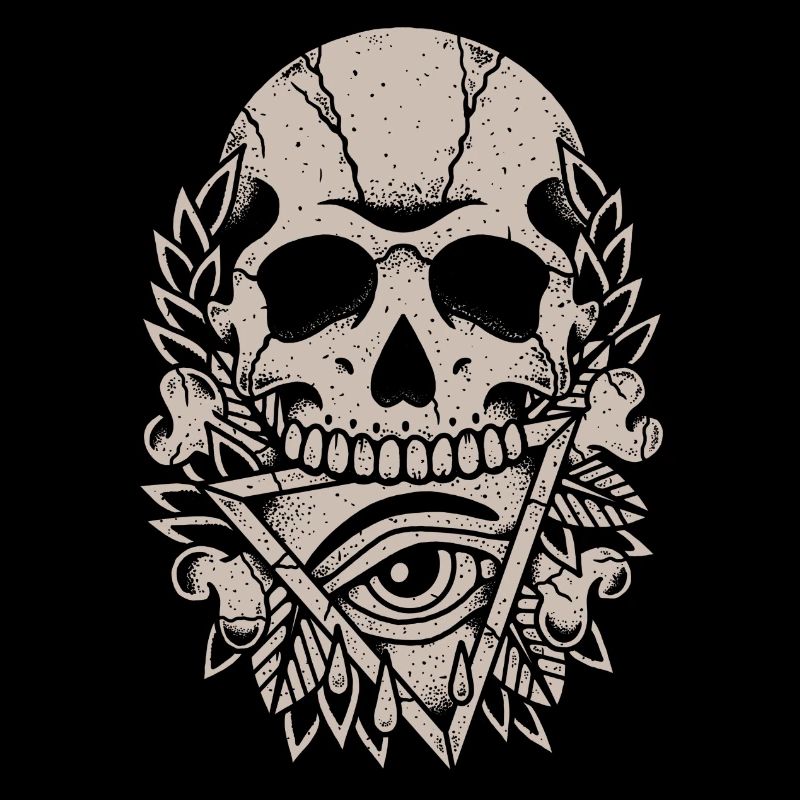 All-Seeing Eye with Skull Horror design