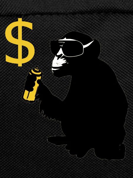 monkey sprayed dollar signs