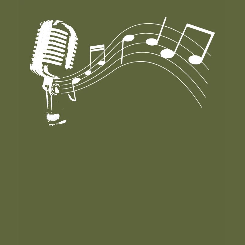 Retro music microphone with music notes