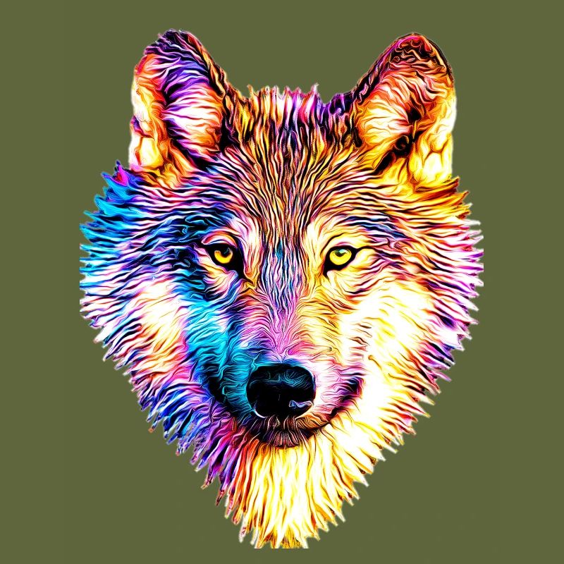 Wolf in Regenbogenflammen