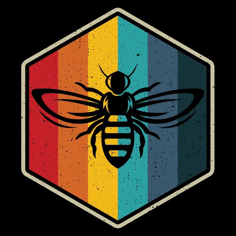 Bee retro hexagon beekeeping beekeeper