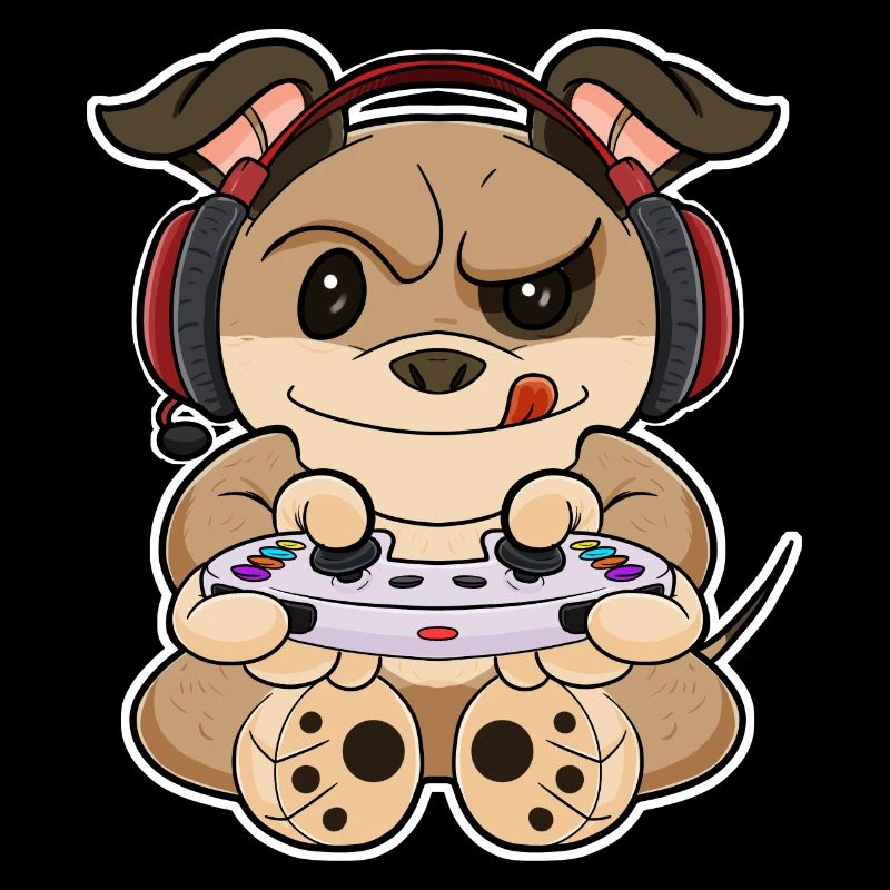 Puppy Dog With Gaming Controller I Funny Gaming I