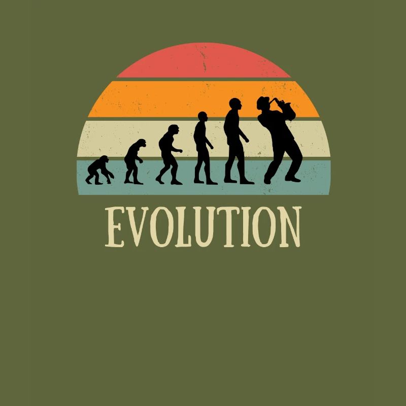 Evolution Vintage Saxophon Mann Humor Geschenk