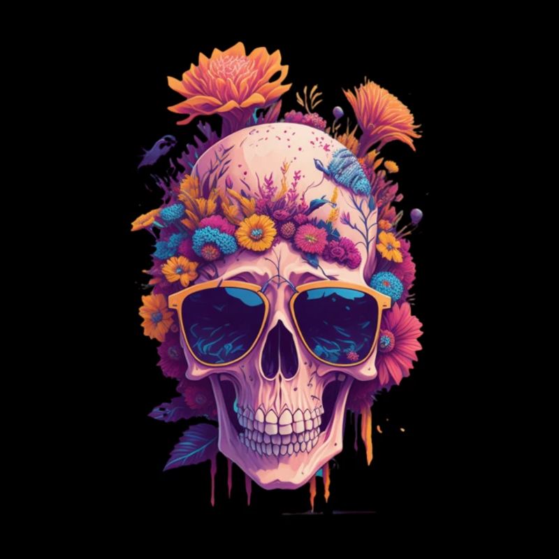 dead skull with trendy sunglasses