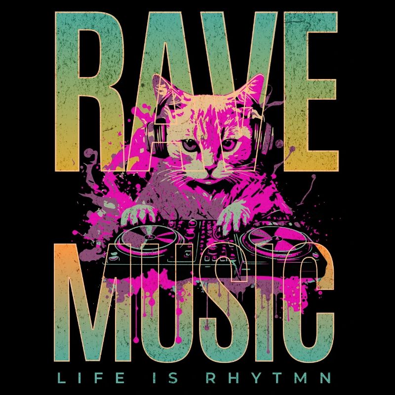 Rave-Musik-DJ-Katze