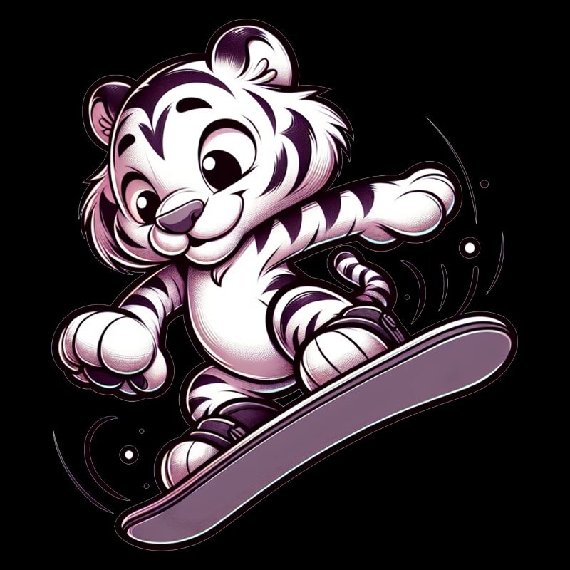Tigre snowboarder mignon