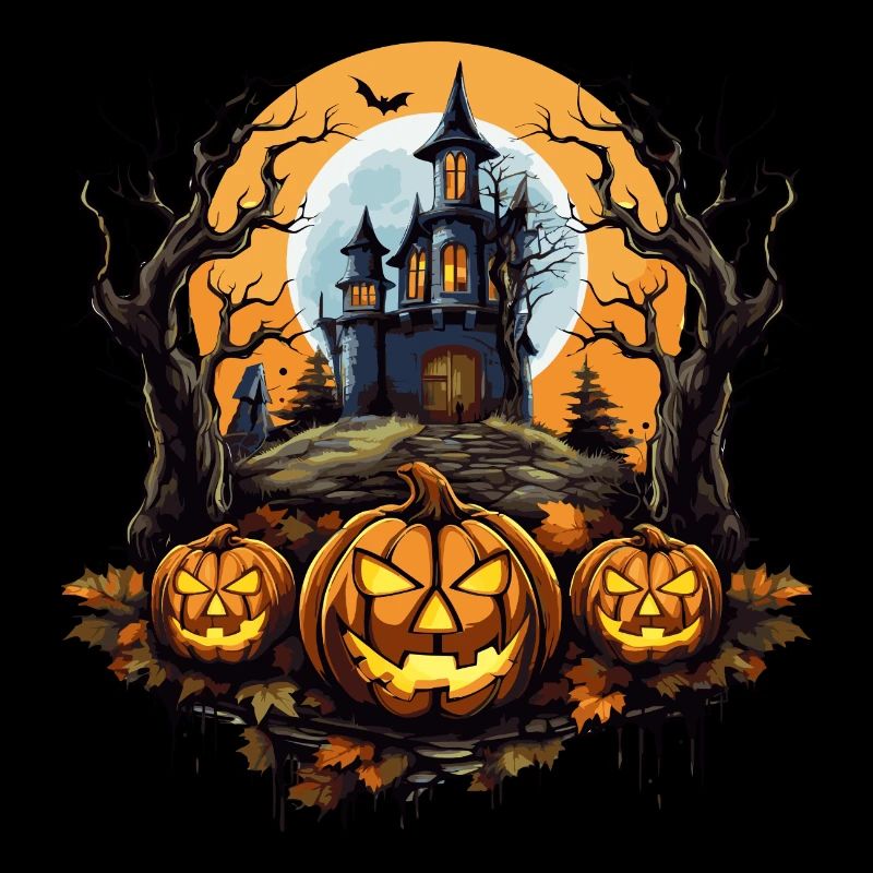 Étrange maison hantée Halloween sorcières citrouille lampe
