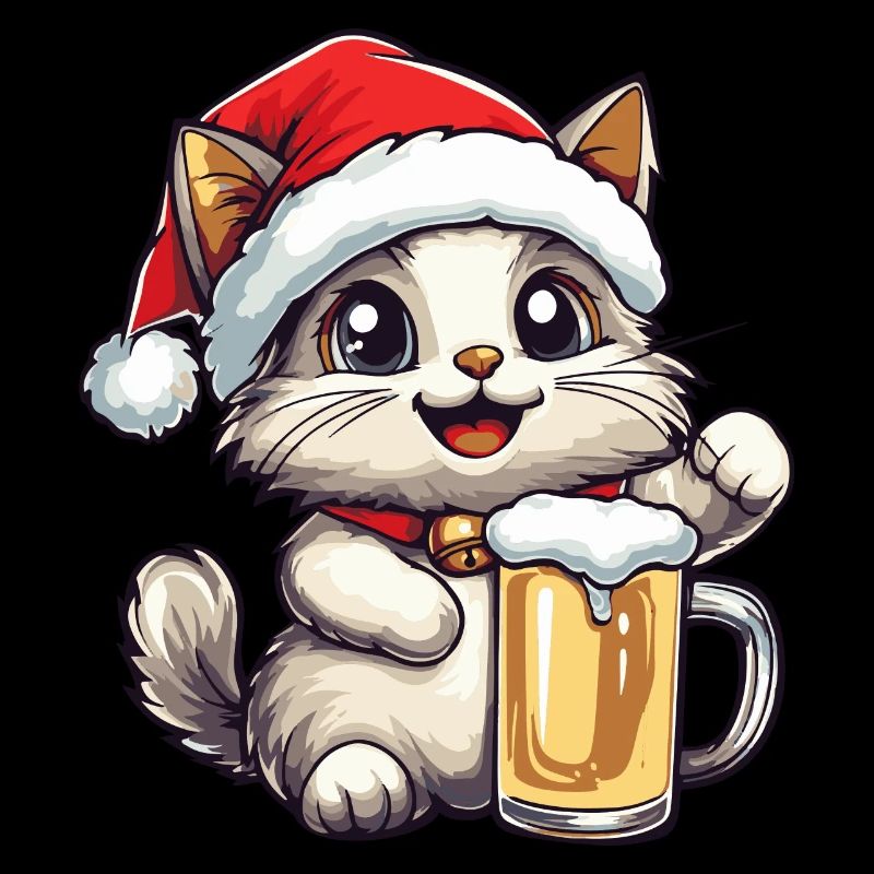 Katze Weihnachten Bier