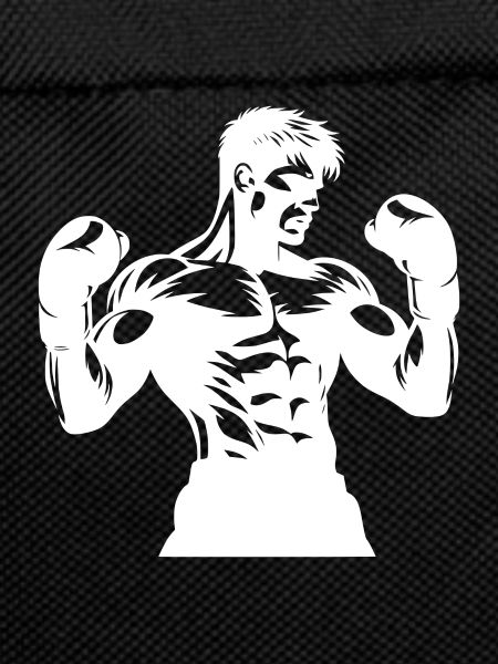 Powerful boxer with raised fists