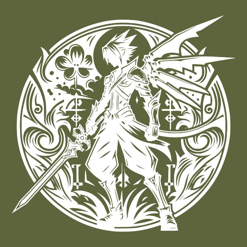 Fantasy warrior with sword and wings