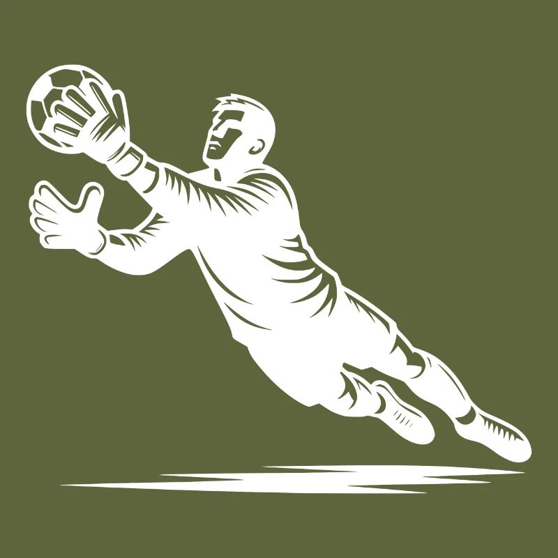 Reflexive goalkeeper in full defensive action