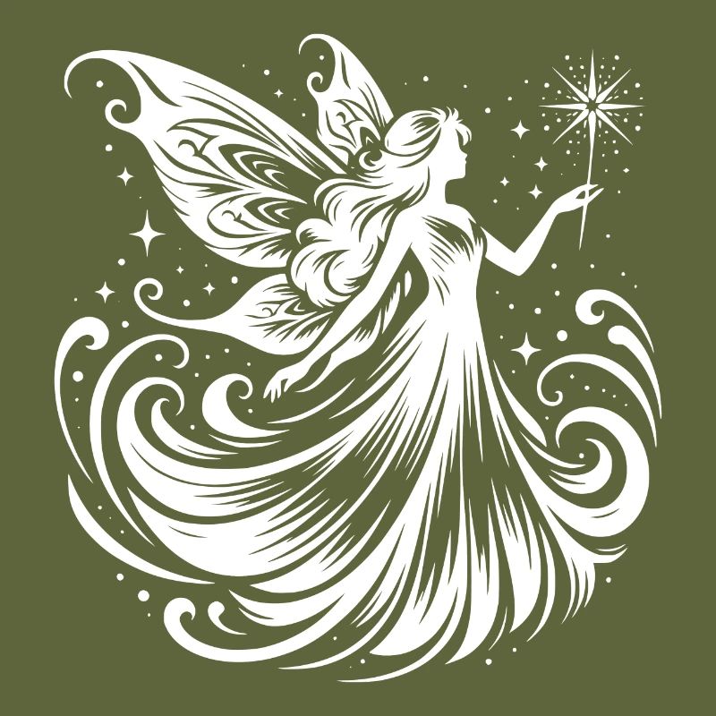 Dancing fairy with glittering magic wand