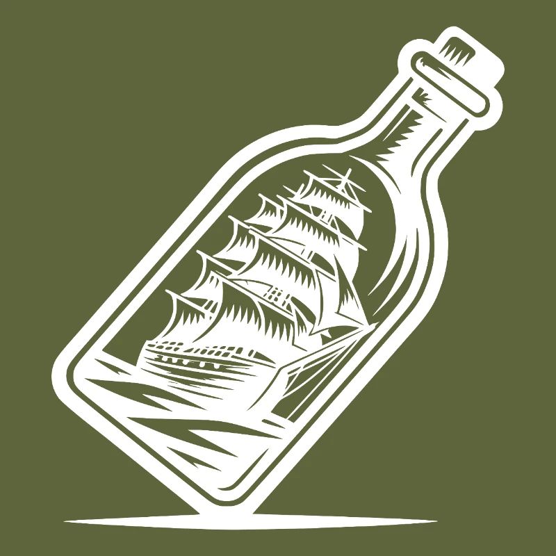 Bottle ship Sailing ship with set sails